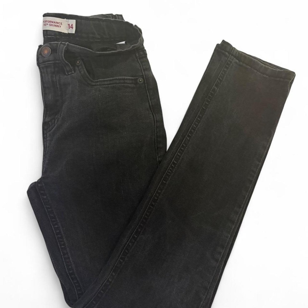 Levis 510 Performance Skinny Jeans Black Denim Girls Size 14 Adjustable Waist